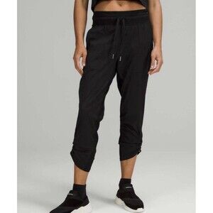 Lululemon Dance Studio Mid Rise Crop 25" Pant Black Drawstring Pockets Womens 14